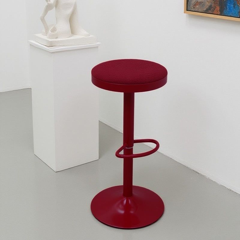 Modern Minimalist Carbon Steel Cotton-Linen Cylindrical Bar Stool Backless For Dining Room & Kitchen