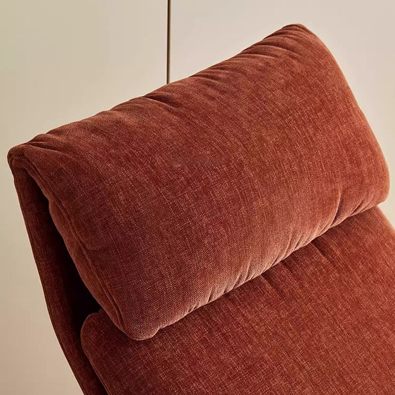Modern Minimalist Rectangular Curved Chenille Fabric Multi-layer Plywood Stainless Steel Rocking Chair Backrest Armrest For Living Room