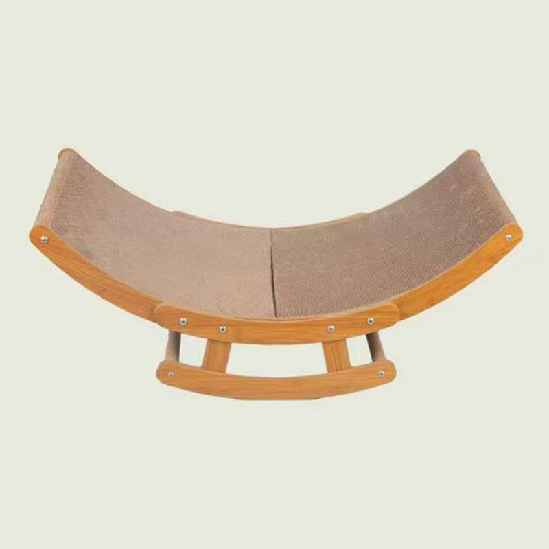 Modern Minimalist Curved Wooden Board Corrugated Paper Cat Rocking Chair For Living Room