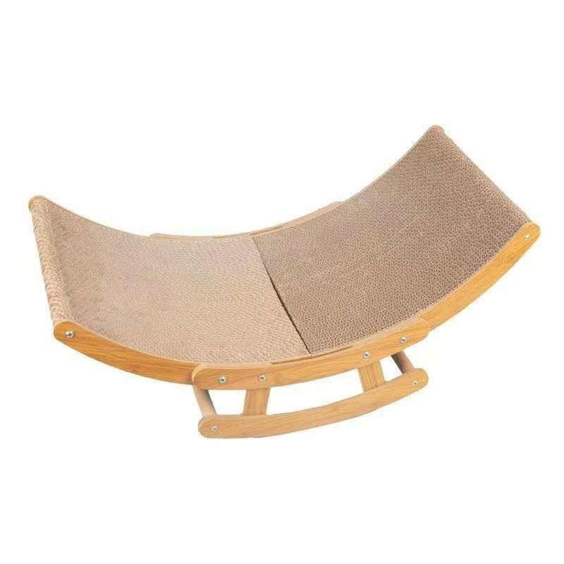 Modern Minimalist Curved Wooden Board Corrugated Paper Cat Rocking Chair For Living Room
