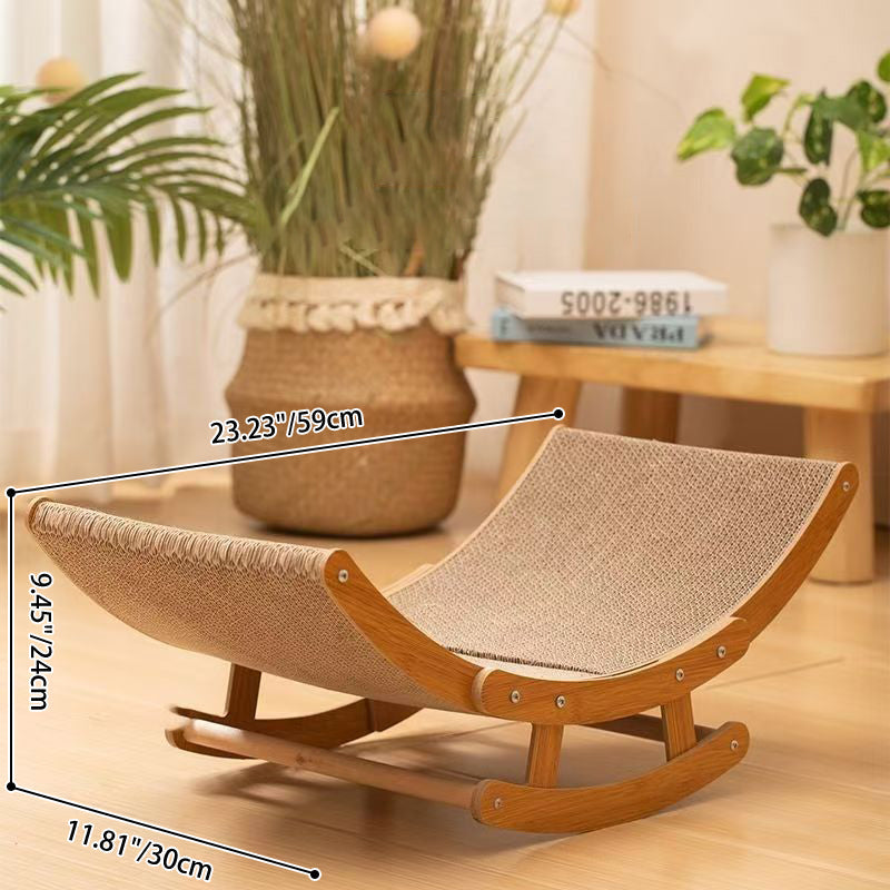Modern Minimalist Curved Wooden Board Corrugated Paper Cat Rocking Chair For Living Room