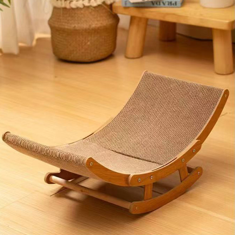 Modern Minimalist Curved Wooden Board Corrugated Paper Cat Rocking Chair For Living Room
