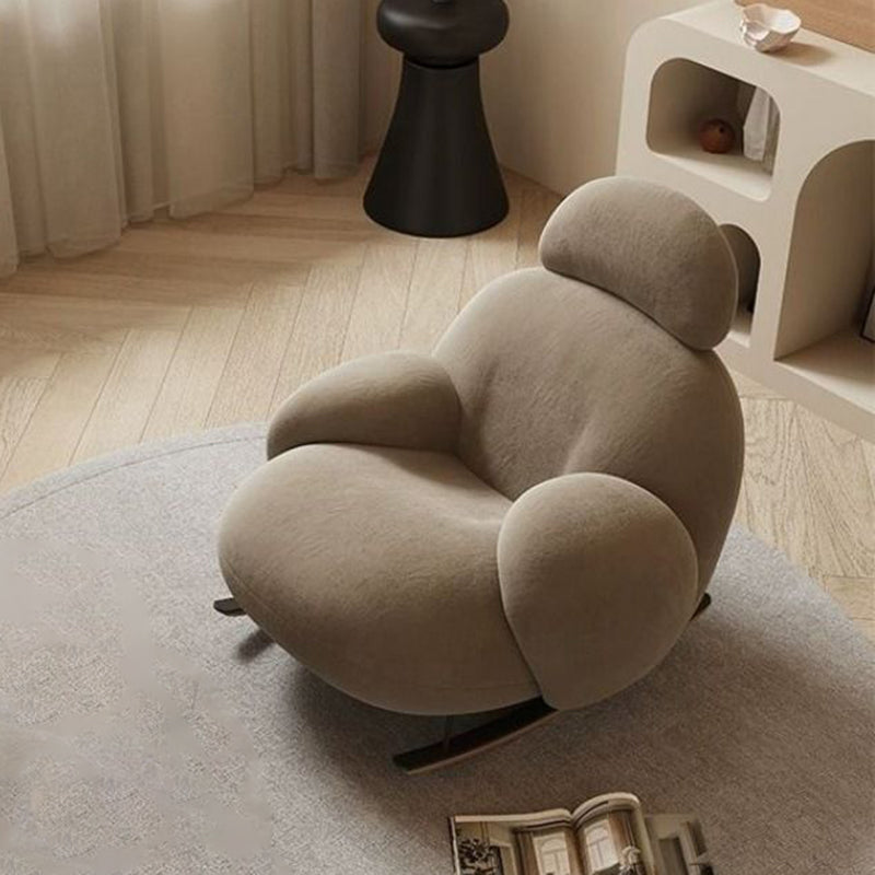 Modern Minimalist Curved Lambswool Solid Wood Rocking Chair Backrest Armrest For Living Room