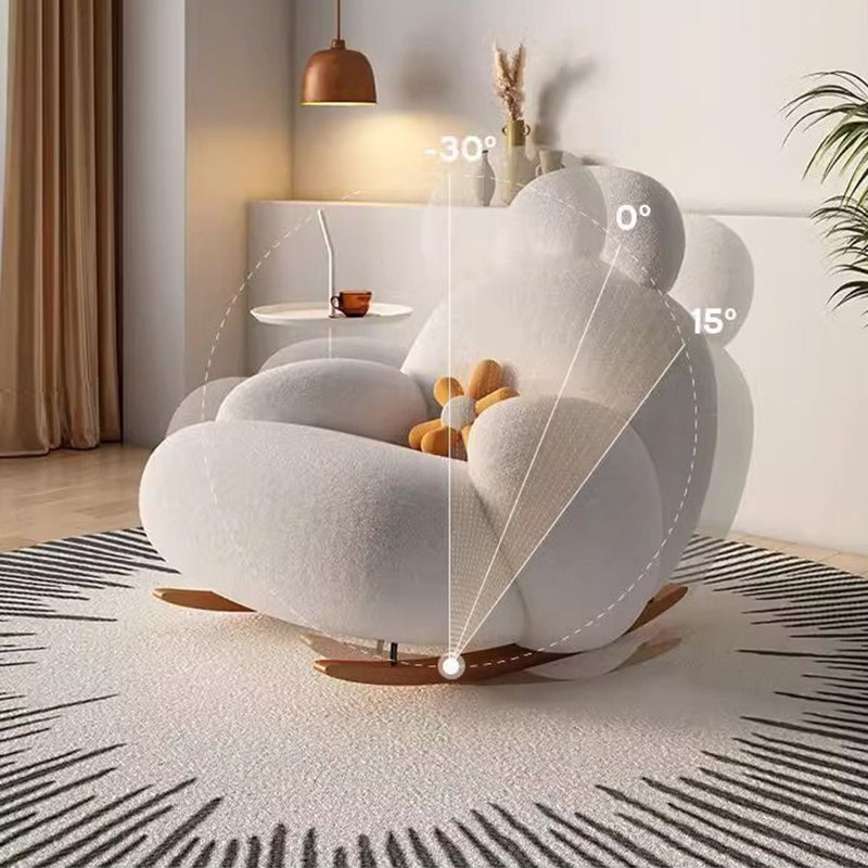 Modern Minimalist Curved Lambswool Solid Wood Rocking Chair Backrest Armrest For Living Room