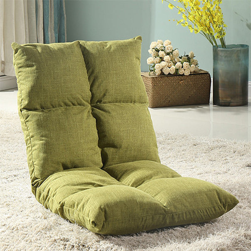 Fabric Cotton Metal Checkered Adjustable Backrest Lazy Chair Tatami