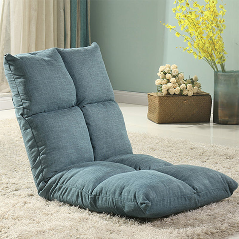 Fabric Cotton Metal Checkered Adjustable Backrest Lazy Chair Tatami