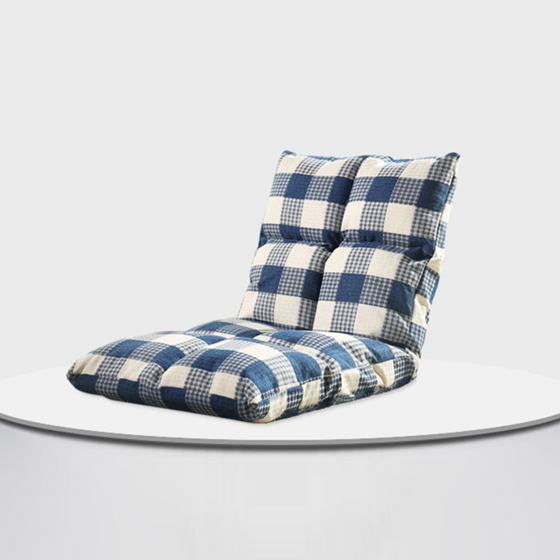 Fabric Cotton Metal Checkered Adjustable Backrest Lazy Chair Tatami