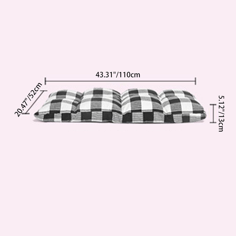 Fabric Cotton Metal Checkered Adjustable Backrest Lazy Chair Tatami
