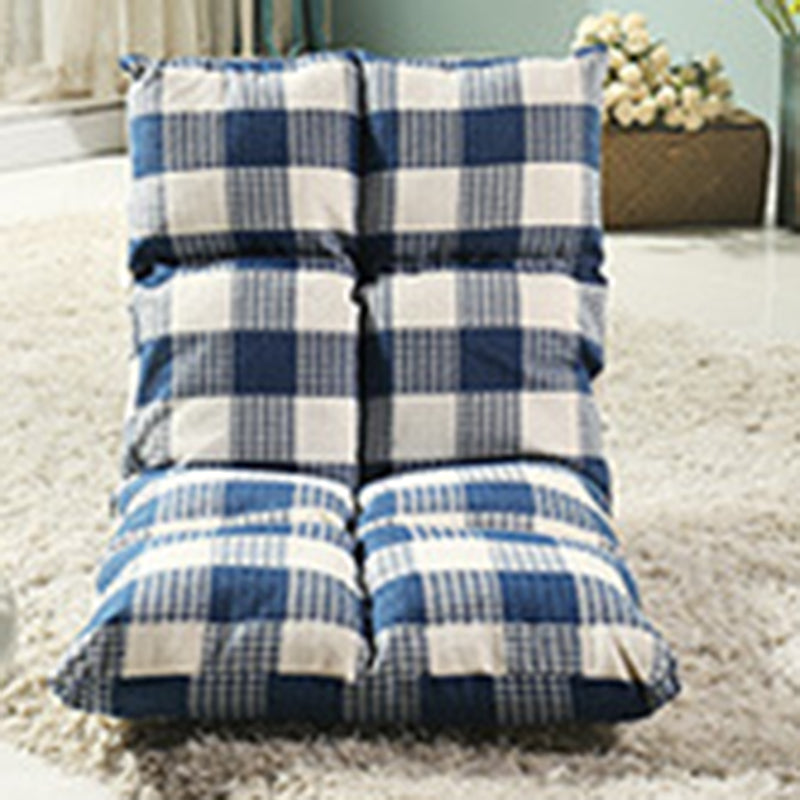 Fabric Cotton Metal Checkered Adjustable Backrest Lazy Chair Tatami