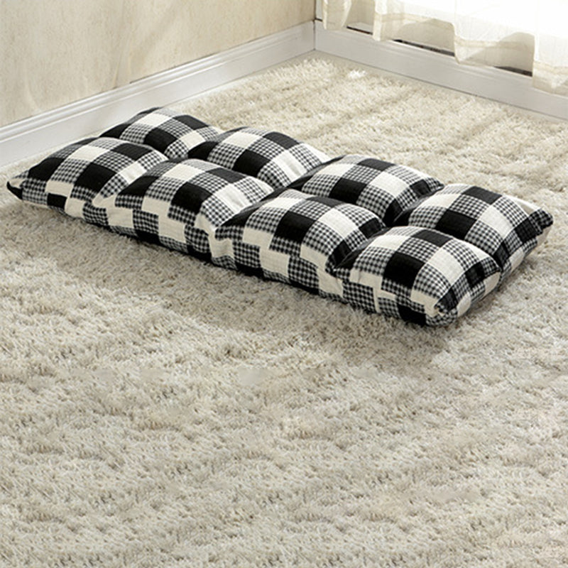 Fabric Cotton Metal Checkered Adjustable Backrest Lazy Chair Tatami