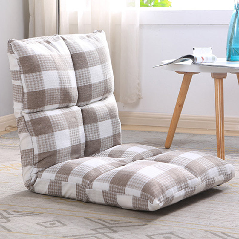 Fabric Cotton Metal Checkered Adjustable Backrest Lazy Chair Tatami