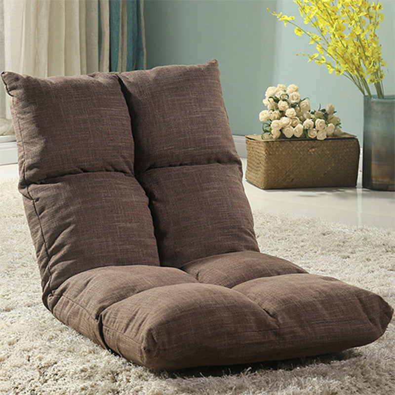 Fabric Cotton Metal Checkered Adjustable Backrest Lazy Chair Tatami