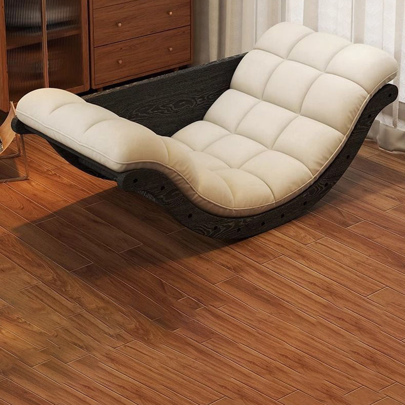 Nordic Faux Leather Cotton-Linen Wood Moon Boat Rocking Chair