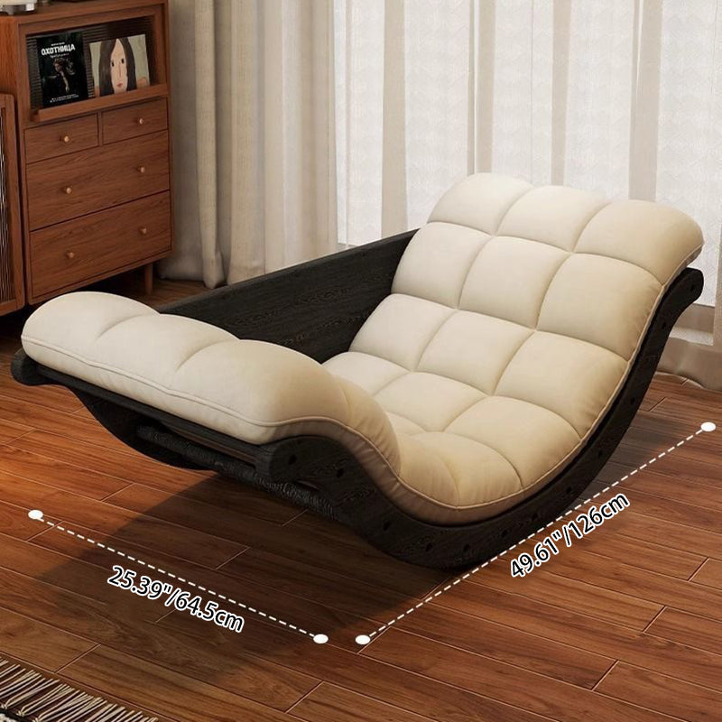 Nordic Faux Leather Cotton-Linen Wood Moon Boat Rocking Chair