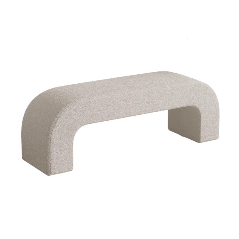 Modern Minimalist Wood Lambswool And PU Leather Rectangular Bench For Entryway And Living Room