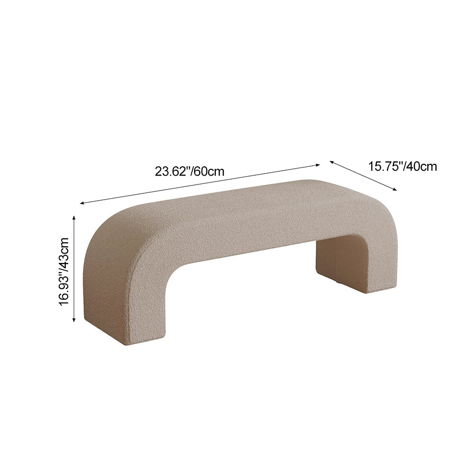 Modern Minimalist Wood Lambswool And PU Leather Rectangular Bench For Entryway And Living Room