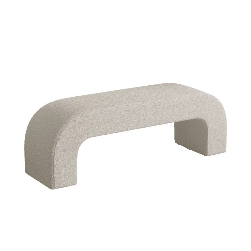 Modern Minimalist Wood Lambswool And PU Leather Rectangular Bench For Entryway And Living Room