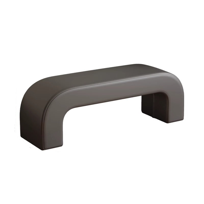Modern Minimalist Wood Lambswool And PU Leather Rectangular Bench For Entryway And Living Room