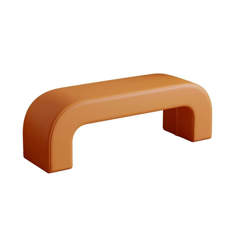 Modern Minimalist Wood Lambswool And PU Leather Rectangular Bench For Entryway And Living Room