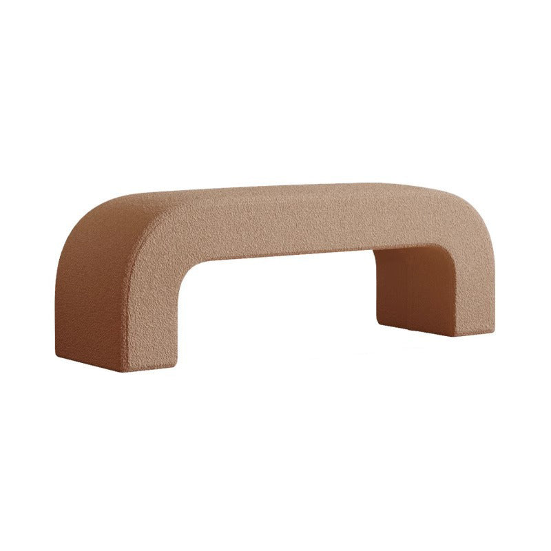 Modern Minimalist Wood Lambswool And PU Leather Rectangular Bench For Entryway And Living Room