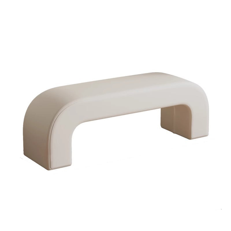 Modern Minimalist Wood Lambswool And PU Leather Rectangular Bench For Entryway And Living Room