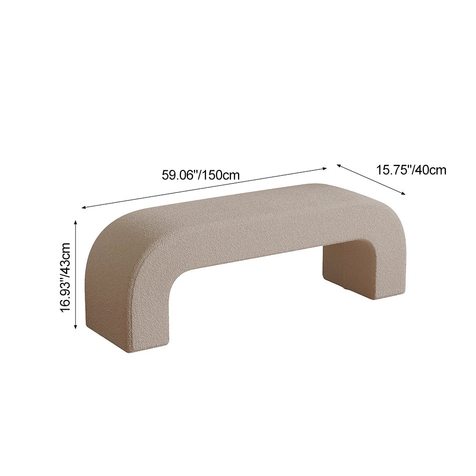 Modern Minimalist Wood Lambswool And PU Leather Rectangular Bench For Entryway And Living Room