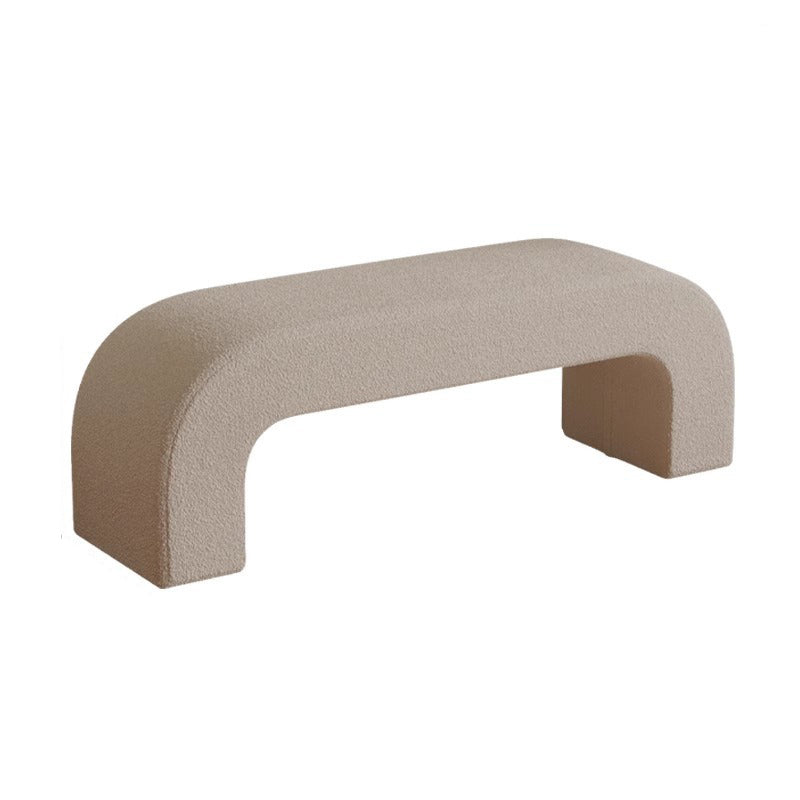 Modern Minimalist Wood Lambswool And PU Leather Rectangular Bench For Entryway And Living Room