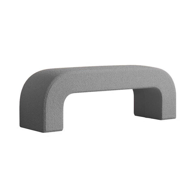 Modern Minimalist Wood Lambswool And PU Leather Rectangular Bench For Entryway And Living Room