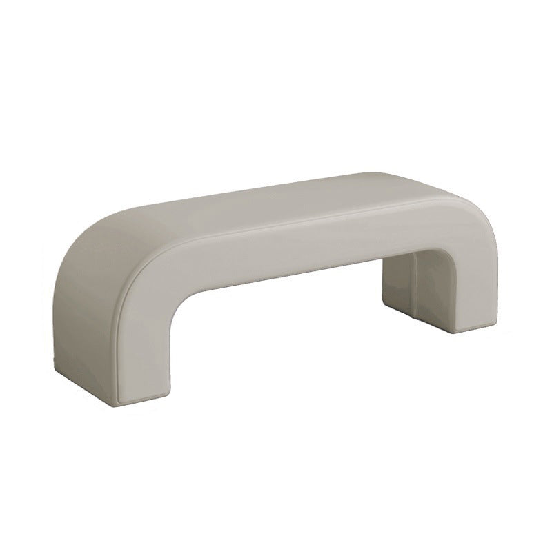 Modern Minimalist Wood Lambswool And PU Leather Rectangular Bench For Entryway And Living Room