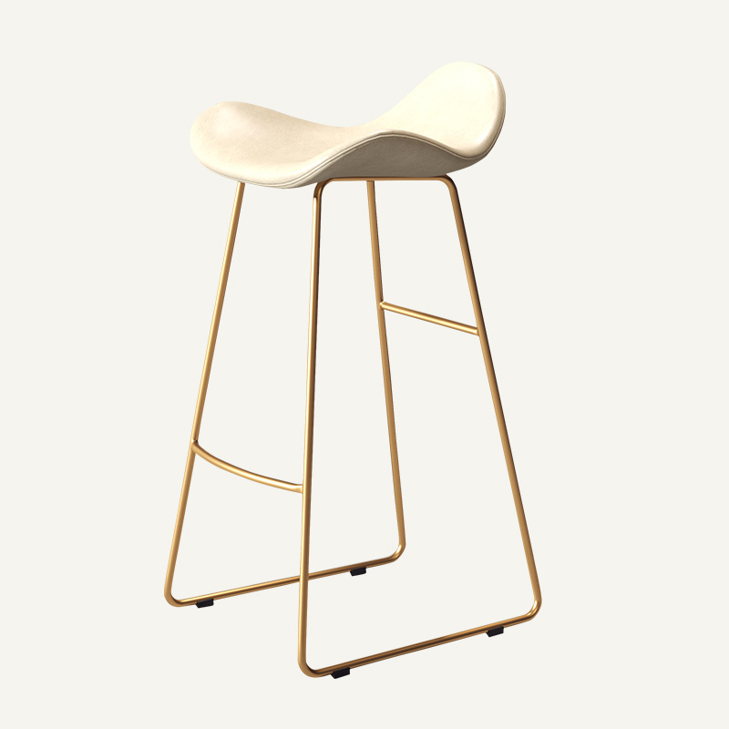Contemporary Scandinavian PU Leather & Iron Triangle Bar Stool With Backrest And Footrest For Kitchen & Bar