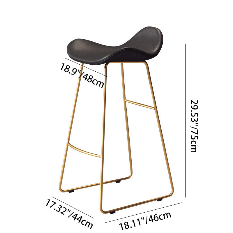 Contemporary Scandinavian PU Leather & Iron Triangle Bar Stool With Backrest And Footrest For Kitchen & Bar