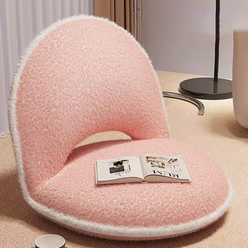 Modern Minimalist Oval Foldable Lambswool Corduroy Carbon Steel Accent Chair Backrest Armless For Living Room