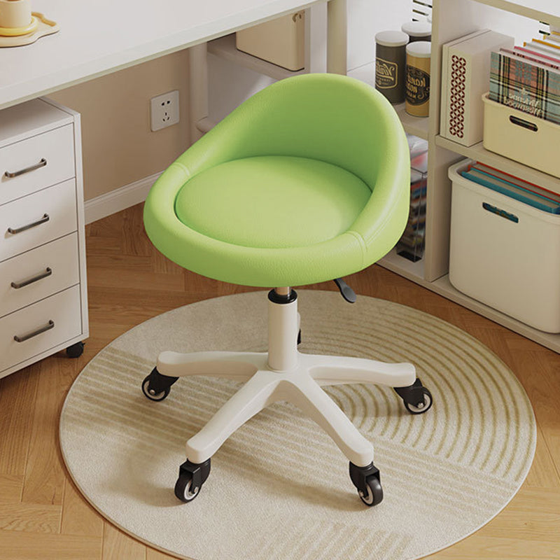 Contemporary Scandinavian Round Microfiber Leather PP Movable Height-Adjustable Vanity Stool For Bedroom