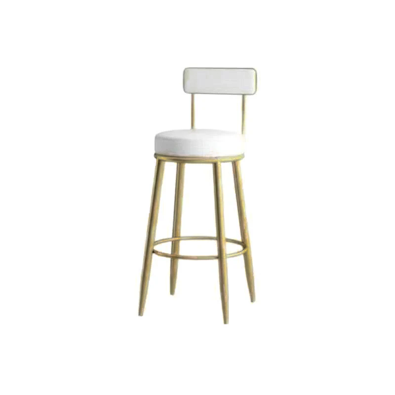 Contemporary Nordic Round PU Leather Microfiber Leather Genuine Leather Better Material Genuine Leather Upholstered Iron Bar Stool Backrest Footrest For Dining Room