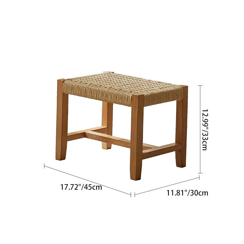 Japanese Weaving Ash Wood Rattan Rocking Chair Recliner Footstool