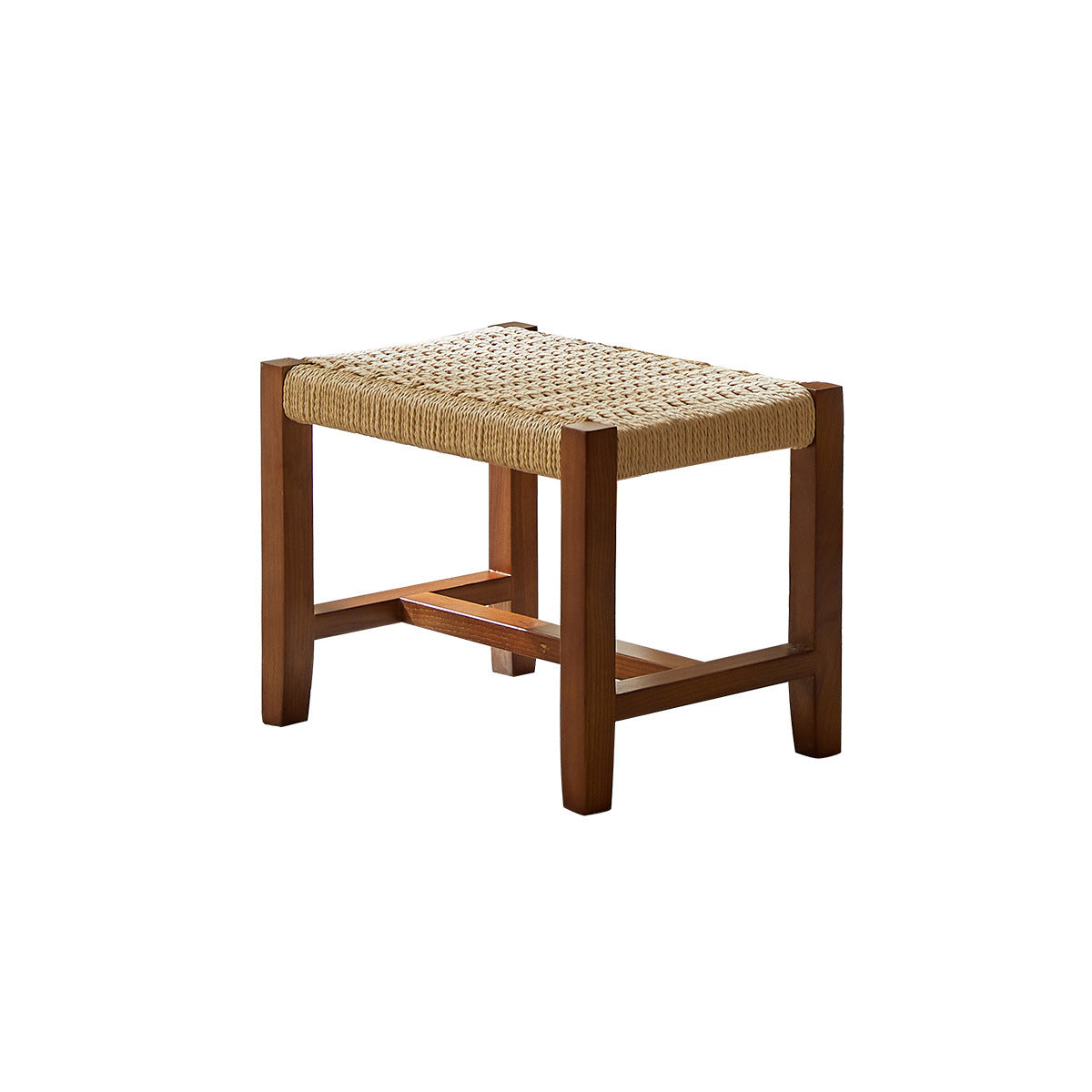 Japanese Weaving Ash Wood Rattan Rocking Chair Recliner Footstool