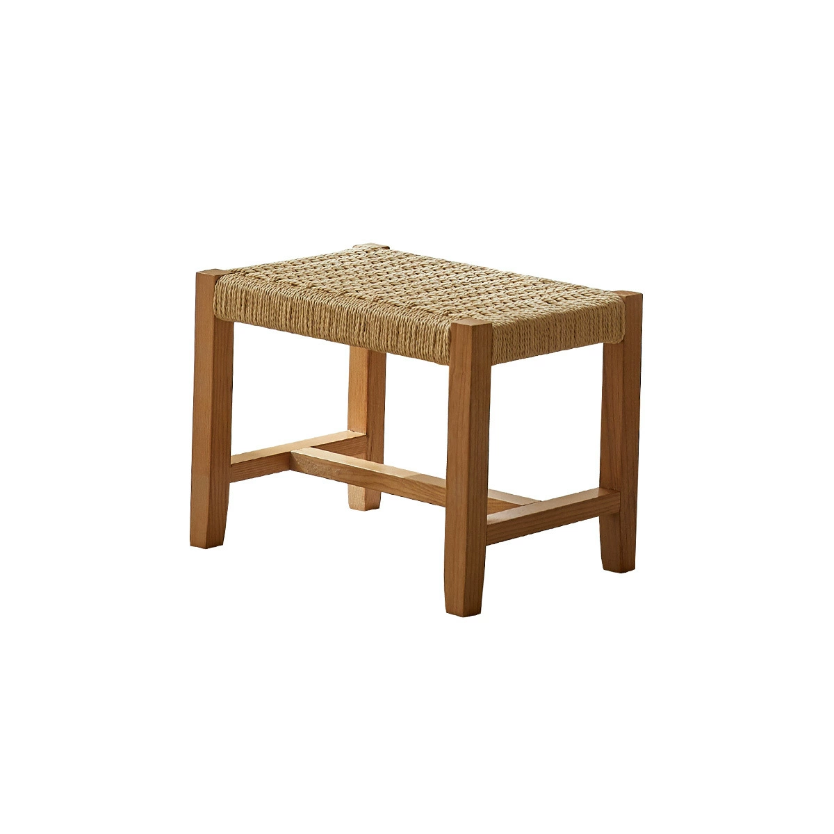 Japanese Weaving Ash Wood Rattan Rocking Chair Recliner Footstool