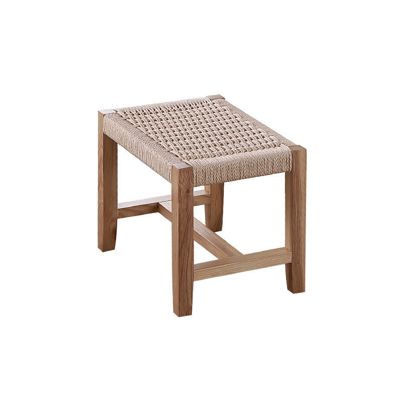 Japanese Weaving Ash Wood Rattan Rocking Chair Recliner Footstool
