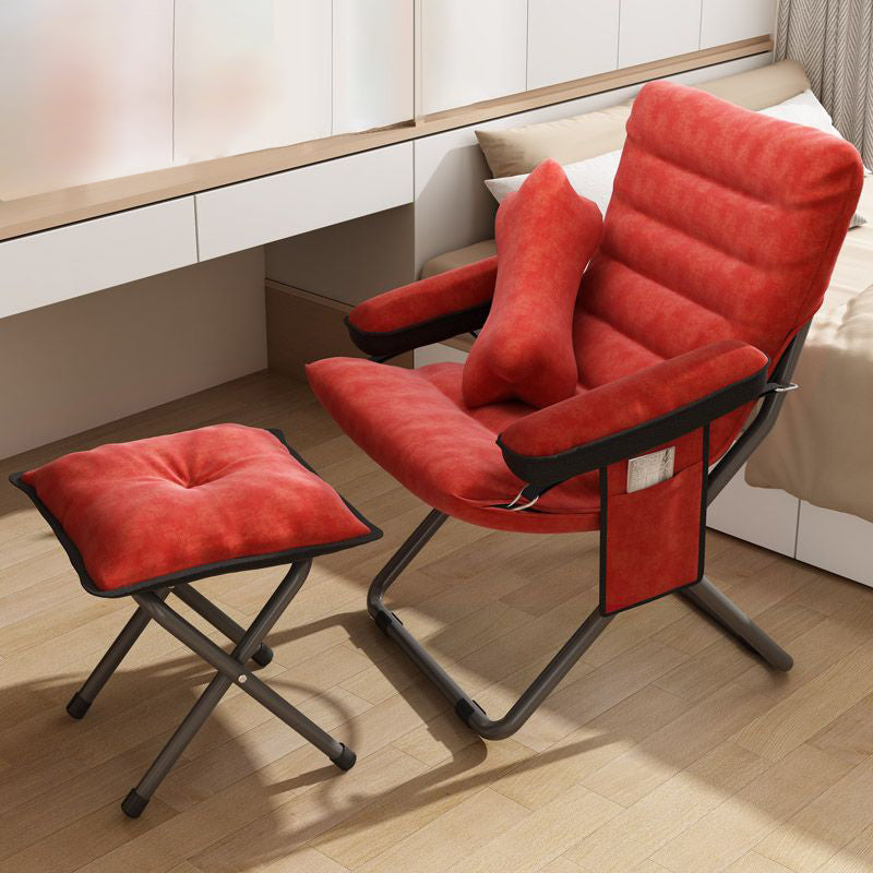 Modern Velvet Metal Rectangular Semi-Curved Foldable Recliner