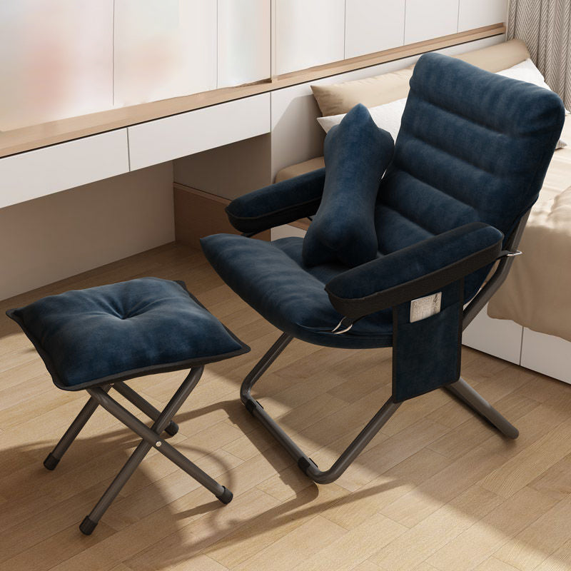 Modern Velvet Metal Rectangular Semi-Curved Foldable Recliner