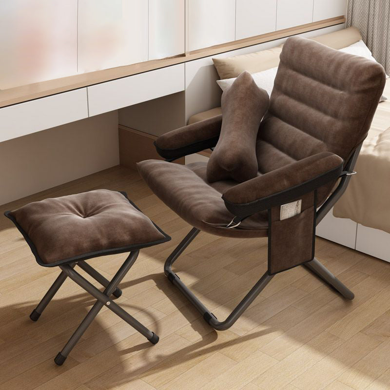 Modern Velvet Metal Rectangular Semi-Curved Foldable Recliner