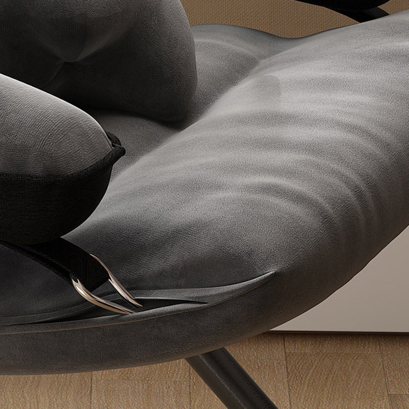 Modern Velvet Metal Rectangular Semi-Curved Foldable Recliner