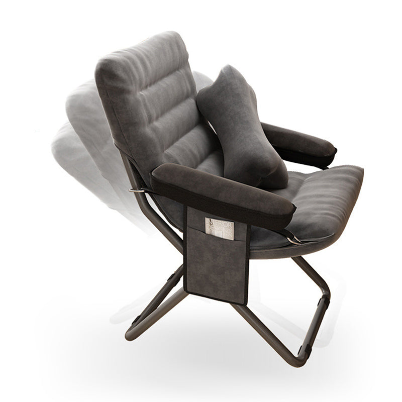 Modern Velvet Metal Rectangular Semi-Curved Foldable Recliner