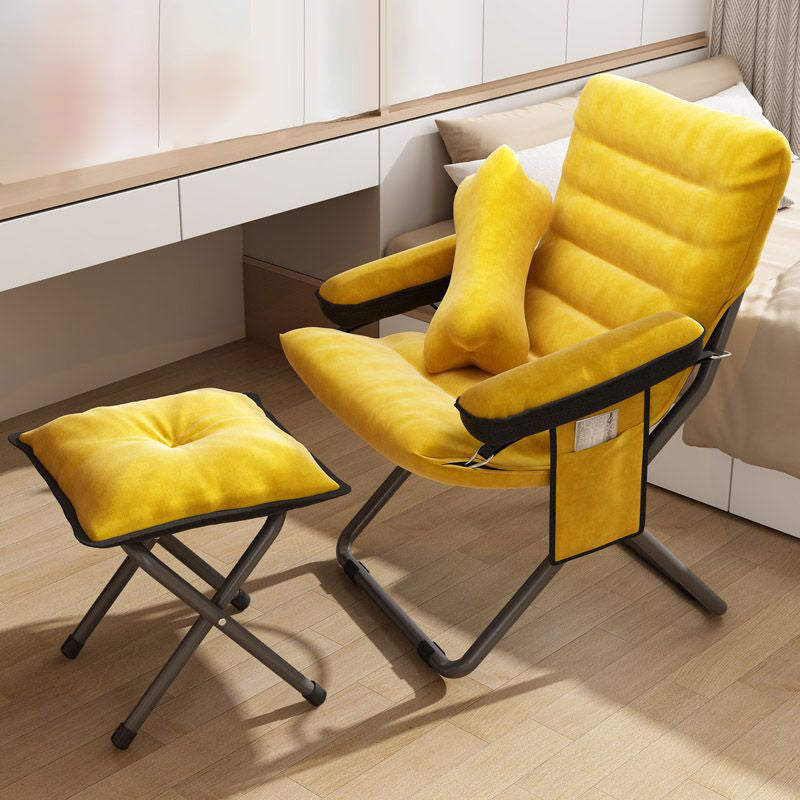 Modern Velvet Metal Rectangular Semi-Curved Foldable Recliner