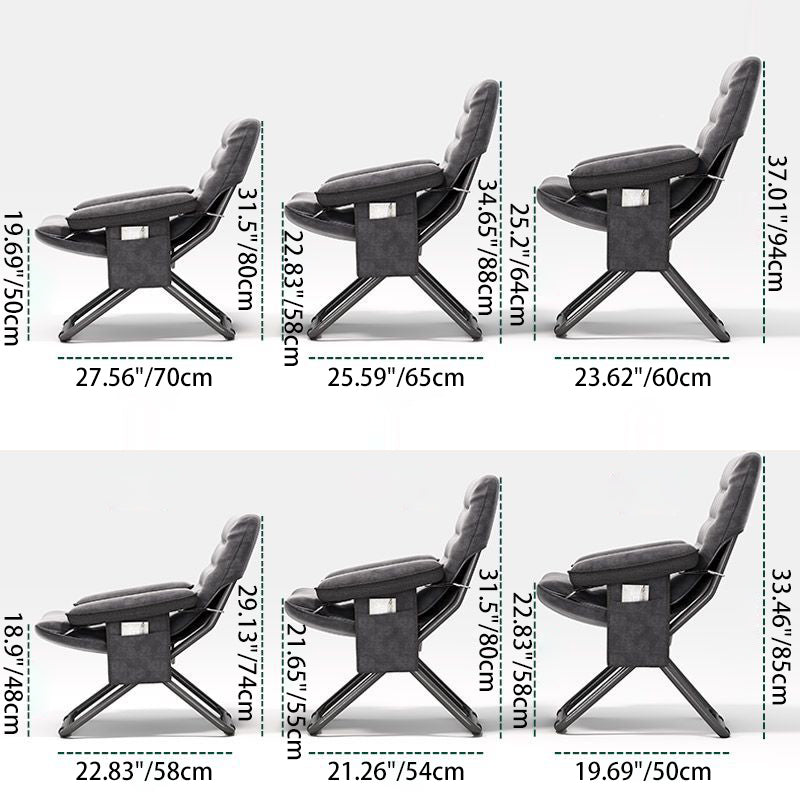 Modern Velvet Metal Rectangular Semi-Curved Foldable Recliner