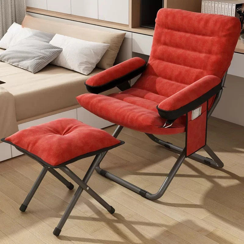 Modern Velvet Metal Rectangular Semi-Curved Foldable Recliner