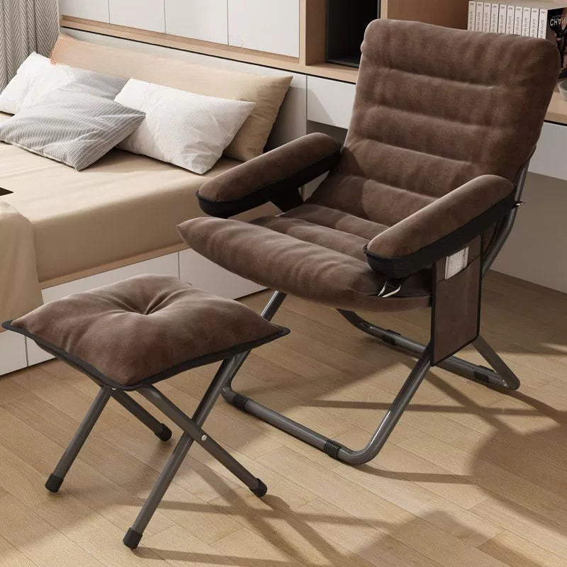 Modern Velvet Metal Rectangular Semi-Curved Foldable Recliner