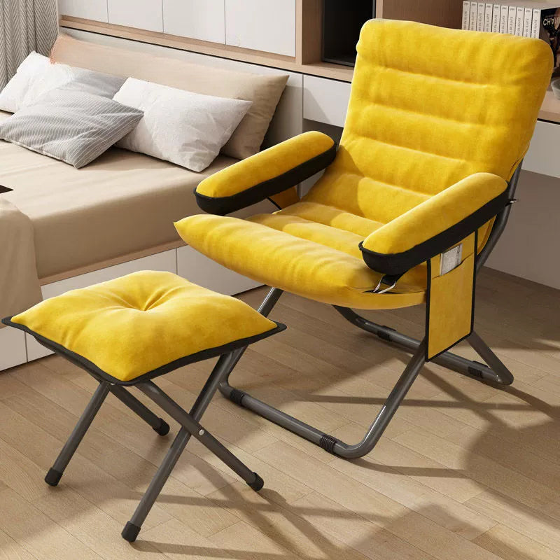 Modern Velvet Metal Rectangular Semi-Curved Foldable Recliner