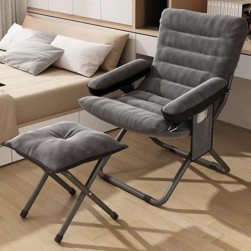 Modern Velvet Metal Rectangular Semi-Curved Foldable Recliner
