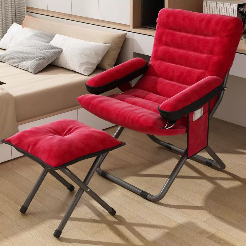 Modern Velvet Metal Rectangular Semi-Curved Foldable Recliner